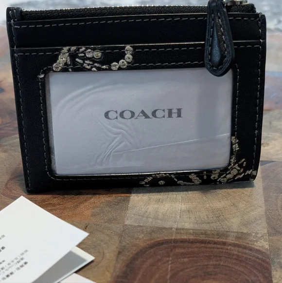 Coach Skinny Mini Smooth Leather Embroidered Butterfly Zip Close ID Case Nwt ❤️ - Picture 7 of 11